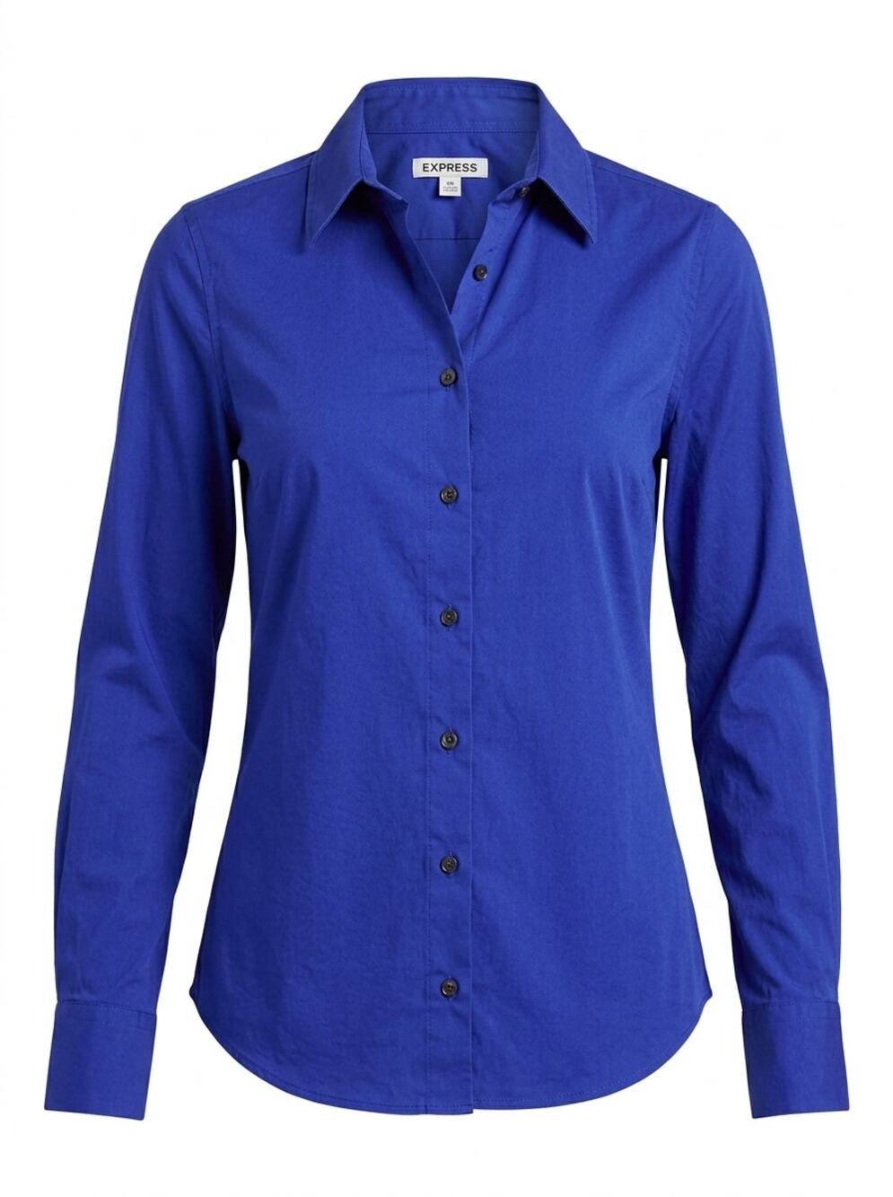 Express Blue Collared Stretch Tailored Fit Button-Up Shirt Women Size XS